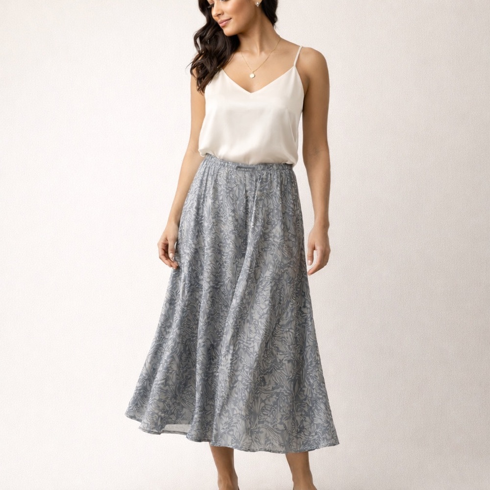 Carole Little Vintage Silk Burnout Midi Skirt Made In USA - Picture 9 of 9